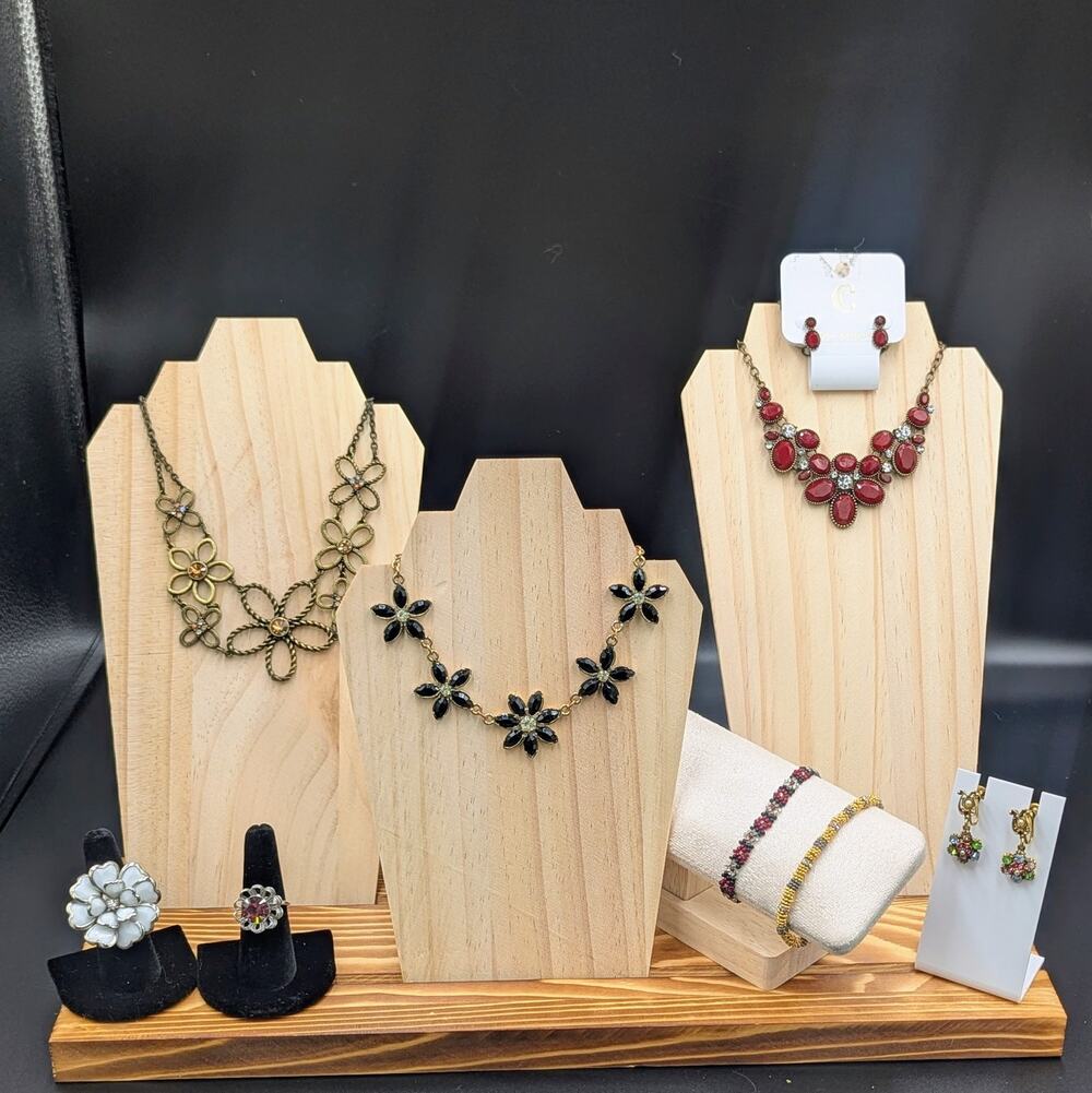 Garden Party Glam Jewelry Lot – 9 Pc Floral Bundle, Sarah Coventry, Rhinestones